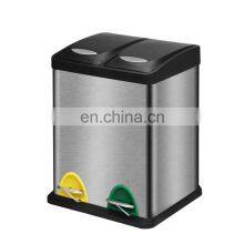 Two and Three Compartments Indoor Kitchen Recycling Pedal Bin Household Recycling Bin Stainless Steel Recycle Bin thumbnail-4