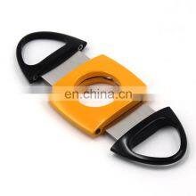 Black Yellow Red Double Blade Stainless Steel Cigar Cutter thumbnail-5