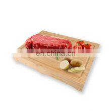 Bamboo Cutting Chopping Block Board With Containers Stainless Steel Tray Drawer for Kitchen Easy Waste Removal & Food Prep thumbnail-4