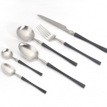 Set of 6 Pieces Matte Silver Knife Fork Spoon Cutlery Set With Pink Handle For Wedding Tableware thumbnail-3