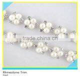 Pretty 888 Crystal Rhinestone Mix Pearl Bead Mesh Trim For Necklace thumbnail-1