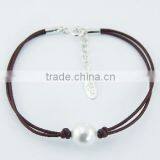 Austrian Crystal Ball on Leather Bracelet thumbnail-1