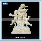 White Natural Marble Cherub Statue of Playing thumbnail-1
