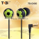 2015 new cheap reliable quality mini cute football shape earphones for MP3/ computer/ cellphone for kids study