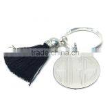 Personalized Engraved Monogram Stainless Steel Tassel Keychain thumbnail-1