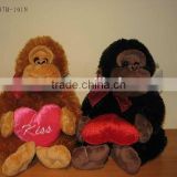 Monkey plush toy with heart