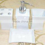 Super White Ceramic Bathroom Set Lotion Bottle Soap Dish Toothbrush Holder Tumbler thumbnail-1