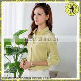 Stock Fashion Lady Casual Plain Silk Pleated Long Sleeve Blouse Women Shirt