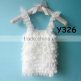 Alibaba china wholesale in stock baby girl clothes summer ruffled strap petti white girl tank tops costume baby toddler t-shirt