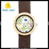 WJ-5353 Japan Movement Newest Special Genuine Leather Strap Wood Dial Unisex Watches thumbnail-3