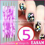 Hot Sell Nail Designs Marbleizing Double Head Pen/ Dotting Pen /nail Art Dotting Pen 5pcs/set thumbnail-1