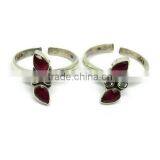Hot Sales Popular Jewelry Red Onyx_White CZ 925 Sterling Silver Toe Ring, Unique Silver Jewelry, Fashion Silver Jewelry thumbnail-3