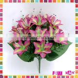 Artificial Decorative Fake Lily Flowers H43cm Silk Lily Wedding Bouquet