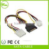 SATA 15pin Male to Dual 4pin Molex Female Sata Power Cable