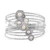MultiLayer Iron Wire Women Cuff Bangle Fashion Wide Bangles & Bracelets With Pearl Jewelry Accessories thumbnail-4