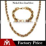 Stainless Steel Factory Twisted Chain Necklace Multilayer 18k Gold Bracelet Men Jewelry Sets thumbnail-1