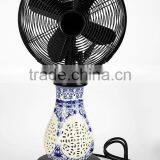 16" Decorative Unique Pedestal Fan With Orient Porcelain Vase LED Light Inside thumbnail-1