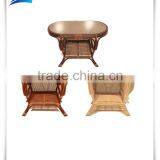 Rattan Wicker Handmade Oval Coffee Table With Glass thumbnail-3