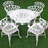 White Outdoor Furniture Kids Table and Chair Set Cast Aluminum Patio Sets thumbnail-2