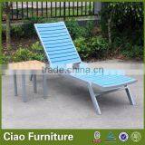Blue Outdoor Wooden Sun Lounger With Side Table thumbnail-1
