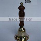 Wooden Handle With Metal Knob Bell Made in Brass With Mirror Polish thumbnail-1