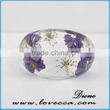 Natural Dry Flowers Hand Women Bangles Clear Pressed Flower Resin Bangle Bracelet thumbnail-6