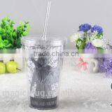 Double Wall Plastic Mug Insert Paper With Straw thumbnail-3