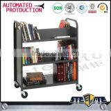 Heavy Duty Acrylic Book Cart With Wheel Steel Library Book Trolley for Sale thumbnail-4