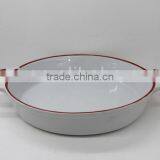 Set of Two Ceramic Oval Bakewares With Handles thumbnail-1