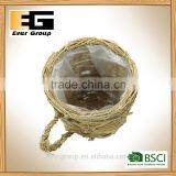 Cup Shape Natural Rattan Garden Flower Pot With Handle for Planting thumbnail-5