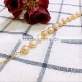 14k Gold 4-5 mm Pink Baroque Freshwater Pearl Bracelet thumbnail-5