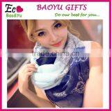 High Quality Gradual Colors Voile Female Scarves Shawl Wrap Long Foulard Women Scarf Flower Print thumbnail-1