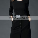 2015 New Europe OL slim dress women long sleeve formal dress black dress in autumn