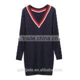 Best Sale Knitted Women Long Sweater Design V Neck Cashmere Sweater Women thumbnail-3