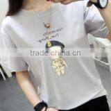 2016 New Fashion Style Summer Girl Student Popular Korean Star Commics Potrait Print Short Sleeve T- Shirt thumbnail-4