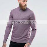 High Quality Custom Long Sleeve Button Placket Men's Polyester Viscose Stretch Knit 200g Slim Fit Casual Purple Polo Shirt thumbnail-1