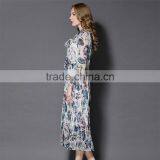 Maxnegio Elegant Maxi Long Sleeve Office Chiffon Pleated Maxi Dress thumbnail-4