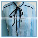 New Model Dri Fit Chiffon Blouse Sky Blue Color Long Sleeve Shirts Wholesale thumbnail-3