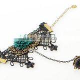 Chiffon Lace Macrame Bracelet With Ring Set Flower Charm Diamond Jewelry Set for Women thumbnail-4