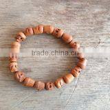 Skull Wood Bead Bracelet Cheap Beaded Bracelet Elastic Wooden Skull Bead Bracelet for Promotion thumbnail-2