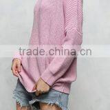 EY0873S New Arrival Women Round Neck Knitted Pure Color Sweater Pullover, American Long Sleeve Sweaters thumbnail-2
