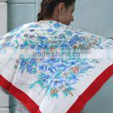 SSS83 Vintage Silk Scarf, Floral Print, 70s Flower Silk Scarf, Vintage Designer Scarf, , Large French Scarf thumbnail-3