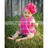 Newborn Baby HOT PINK Ruffles Pettitop With Panties 2 Pcs Set thumbnail-1