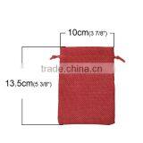 Burlap Jewelry Bags Drawstring Rectangle Red 13.5cm x 10cm thumbnail-2