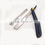 Cut Throat Shavette Straight Barber Black Plastic Handle