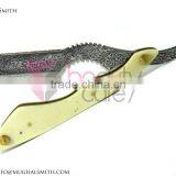 Stainless Steel Barber Razor Blade Engraved With White Bone Handle thumbnail-3