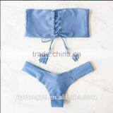 Blue Drawstring Halter Swimwear Bikini/moje Fancy Bikini Swimwear/ Fancy Bikini Set Swimwear Beachwear