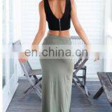 Simple Solid Color Long Fitted Maxi Skirt Wholesale thumbnail-2
