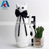 High Quality Custom Gentleman White Cat Plush Toys With Black Bowknot thumbnail-1