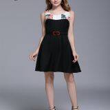 Black Sleeveless Midi Dress With Waist Band thumbnail-4